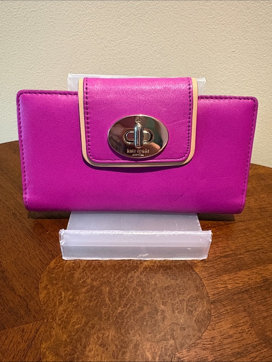 kate spade Handbags - kate spade long wallet bifold turn lock flap Leather orchid/tan trim